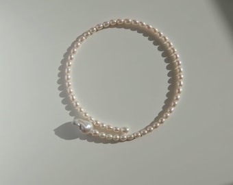 Collar barroco de perlas - Gargantilla de perlas de agua dulce - Joyería minimalista elegante - Joyería para bodas - Joyería nupcial
