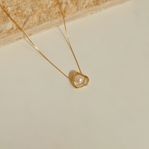 Heart Necklaces - Gold Vermeil Necklaces With Floating Pearl - Open Heart Pendant - Adjustable Multi-way Necklace -Gift for Her - Sadya