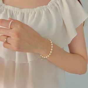 Odette Freshwater Pearl and 14k Gold Filled Beads Bracelet Pearl Beaded Bracelet Bridesmaid Jewelry Wedding Bracelet Gift for Her image 4