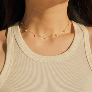 Little Freshwater Pearls Choker - Mini Pearls Dangling Necklace - Dainty Pearl Choker - Gift For Her - Bella