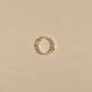 Alida - Freshwater Pearl Ring - Beaded Pearl Ring - Dainty Mini Pearl Band - Tiny Pearl Beaded Ring - Stackable Ring - Bridesmaid Gift