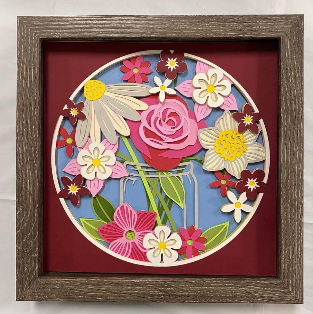 Flower Bouquet 3D Shadow Box - Etsy