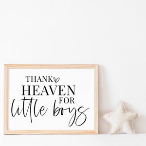 Thank Heaven For Little Boys Wood Sign | Nursery Sign | Baby Sign | Sign for Kids Room