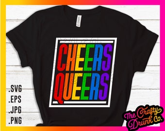 Regenbogen Cheers Queers SVG PNG - Pride Month Design (Digitaler Download)