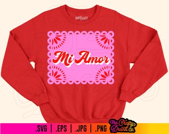 Mexican Valentines Mi Amor Papel Picado SVG  / .png .jpg / .pdf - Valentines Sublimation Design