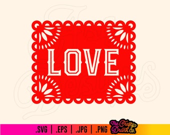 Valentines Love Papel Picado SVG / .png / .jpg / .pdf - Digital Download