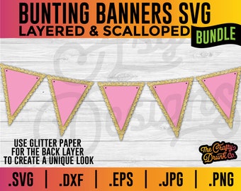 Layered Bunting Banner Pennant Flag SVG - Bunting SVG, Pennant SVG