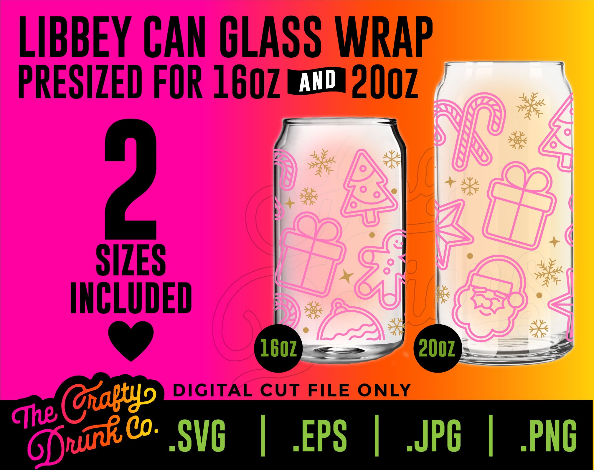 Sugar Cookie Libbey Can Glass Wrap - 16oz and 20oz Cookies Christmas Wrap SVG