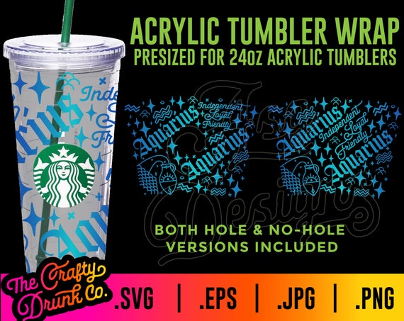 Aquarius Zodiac Starbucks Cup Wrap SVG: 24oz Acrylic Tumbler (digital  Download) - Etsy