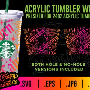 STEENBOK Zodiac 24oz acryl Starbucks-beker wrap SVG - Snowglobe beker wrap