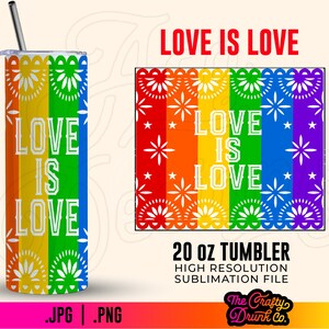Pride Month Tumbler Wrap: Love is Love Rainbow Design (Digital Download)