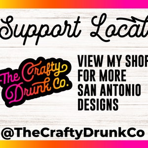 May include: Support local! The Crafty Drunk Co. logo with a rainbow gradient design. View my shop for more San Antonio designs. @TheCraftyDrunkCo