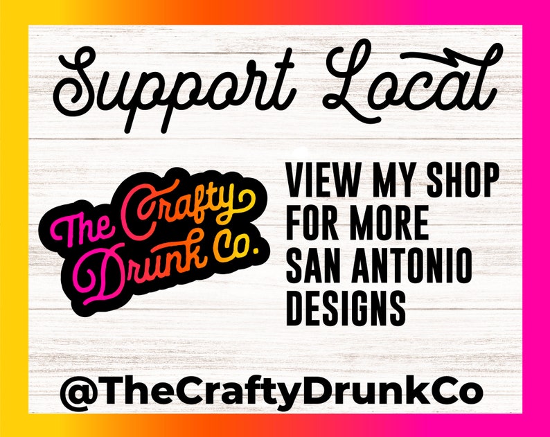 May include: Support local! The Crafty Drunk Co. logo with a rainbow gradient design. View my shop for more San Antonio designs. @TheCraftyDrunkCo