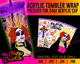 Envoltura de vaso acrílico Dia De los Muertos - Envoltura SVG del Día de los Muertos