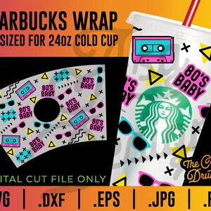 80 s Baby Cup Wrap SVG - Rétro 80 s Cup Wrap
