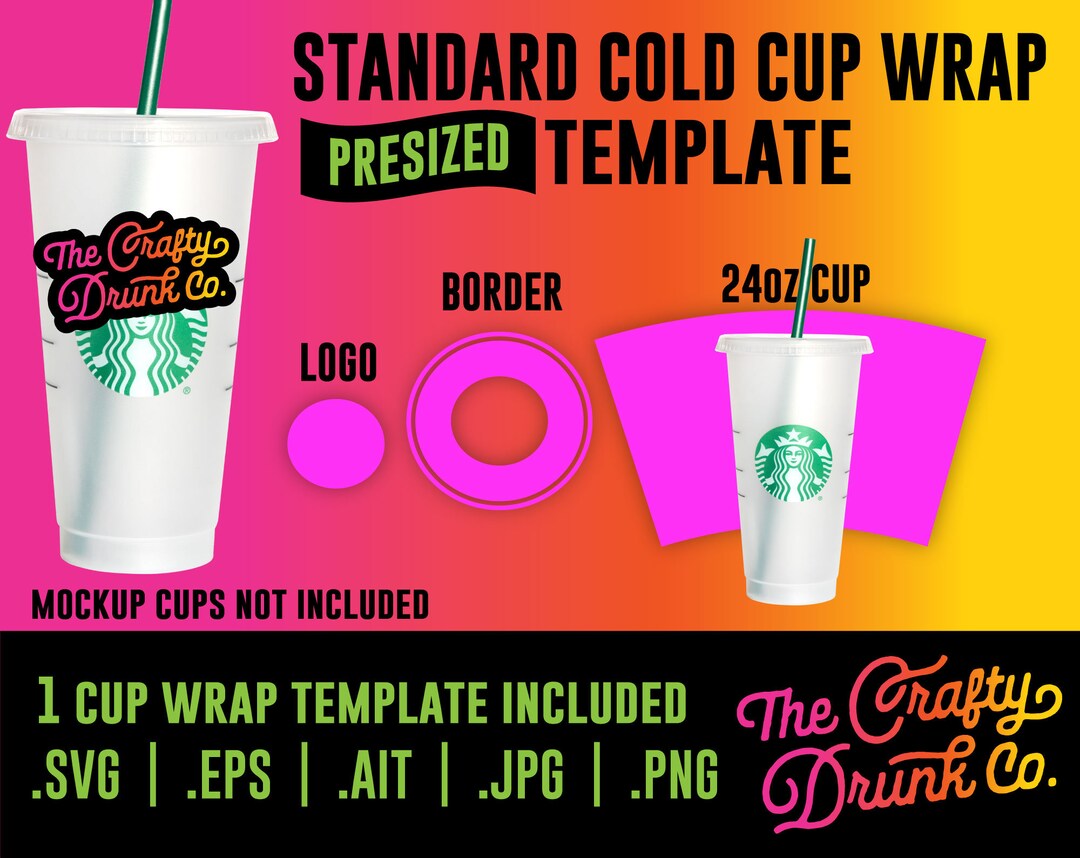 24oz Cold Cup Wrap Template - Full Wrap Template - Etsy