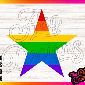 Rainbow Star Pride Month SVG PNG: LGBTQ Sublimation (Digital Download)