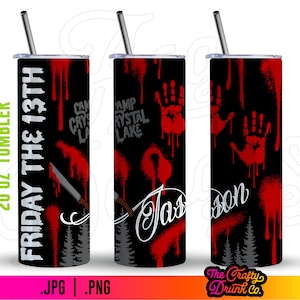 Freitag der 13te Tumbler Verpackung: Halloween Sublimation Design (PNG Digital Download)
