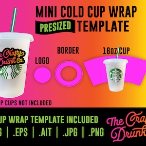 16 Unzen Mini Kaltschalen-Verpackungsvorlage - Starbucks Grande Kids Cup Full Wrap-Vorlage