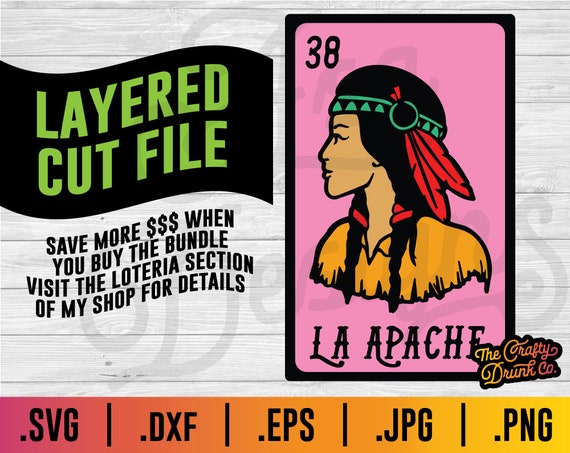Lotería La Apache SVG: Archivo de tarjeta en capas (Descarga