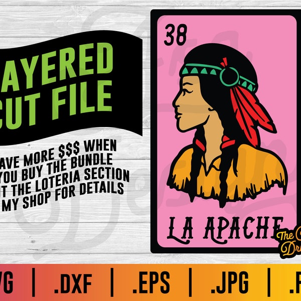 Loteria El Apache SVG / La Apache SVG - Layered Loteria Card svg femelle El Apache