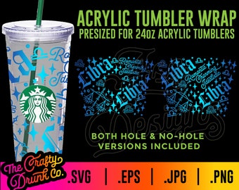 Libra Zodiac Starbucks Cup Wrap SVG: 24oz Acrylic Tumbler (Digital Download)