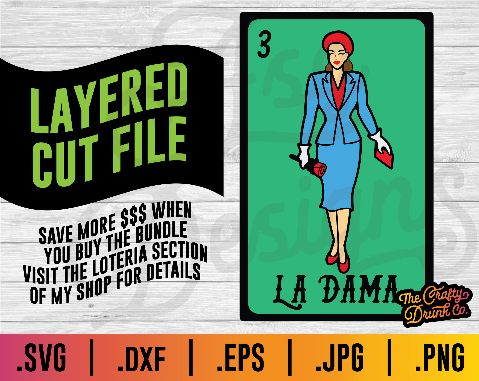 La Dama Loteria SVG: Layered Mexican Card (Digital Download)