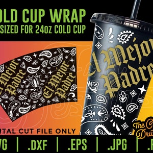 Thug Dad &#39;El Mejor Padre&#39; Cup Wrap SVG - Festa del papà (download digitale)