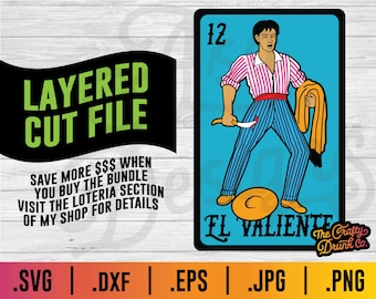 Loteria El Valiente SVG: Layered Mexican Card (Digital Download)