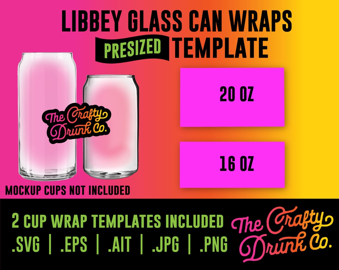 16oz and 20oz Libbey Glass Can Wrap Templates Bundle - Etsy