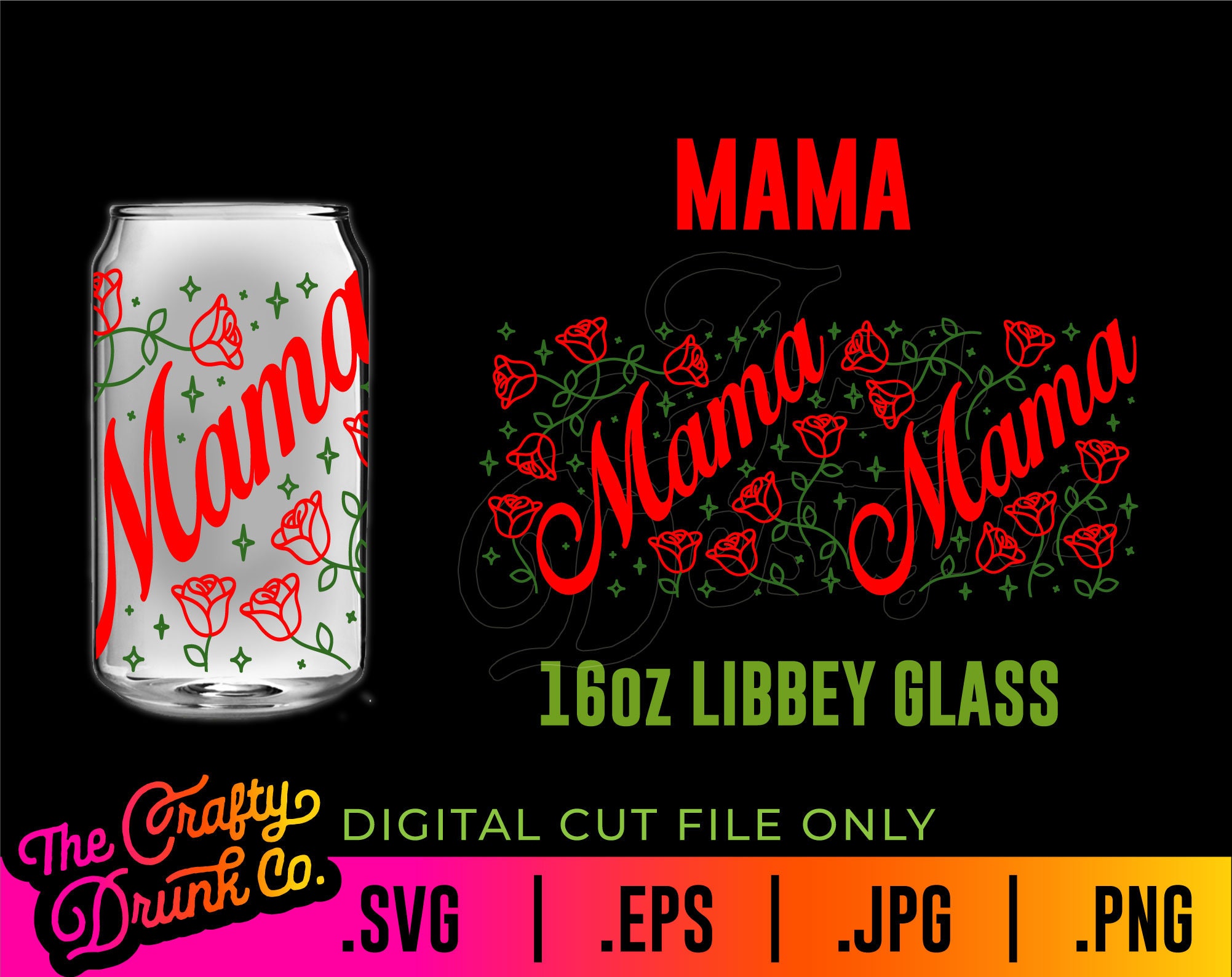 Mama Libbey Glass Can Wrap SVG PNG - Mother's Day Design (digital ...