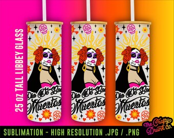 Dia De Los Muertos Libbey Glass Wrap: Halloween Sugar Skull (PNG, JPG)