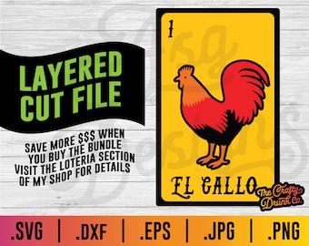 Loteria El Gallo SVG: Rooster Mexican Card (Digital Download)