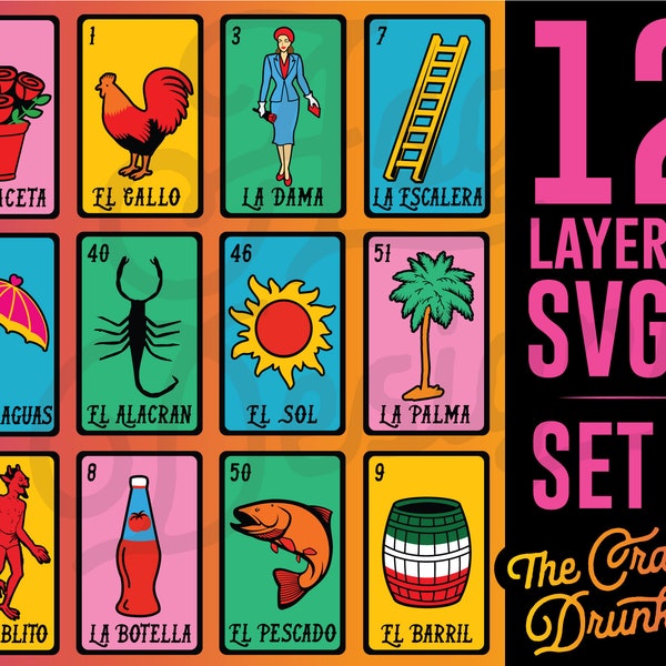 Loteria SVG Bundle SET B - Customized Loteria Card Bundle SVGs, Layered SVG