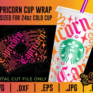 STEENBOK Zodiac Starbucks Cup Wrap SVG - STEENBOK SVG, Zodiac SVG, naadloze cup wrap