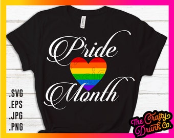 Pride Month Regenbogen Herz SVG PNG: LGBTQ + Sublimation (digitaler Download)