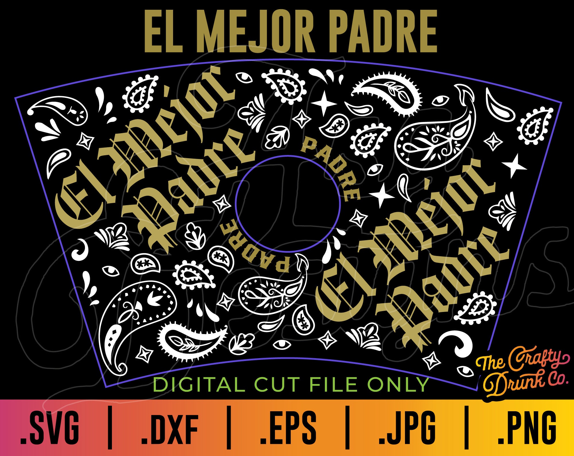 Download Thug Dad El Mejor Padre Cup Wrap SVG Fathers day cup wrap | Etsy