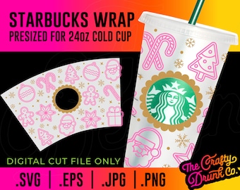 Christmas Cookie Cold Cup Wrap SVG (Digital Download)