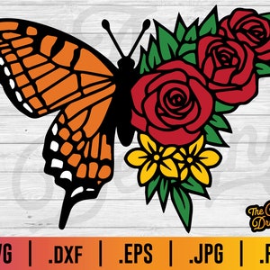 Schmetterling Blumen SVG - Schmetterling svg, Rosen svg
