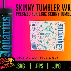 AQUARIUS 16oz Skinny Tumbler Wrap - Zodiac Strata skinny cup wrap