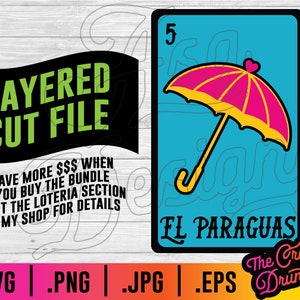 Loteria El Paraguas SVG-parasol PNG, Loteria Svg, Loteria PNG, meksykańskie Bingo SVG