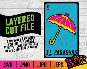 Loteria El Paraguas SVG: Tarjeta de Bingo Mexicana (Descarga Digital)