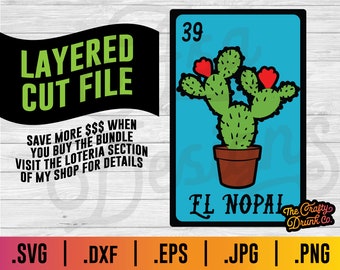 Loteria El Nopal Cactus SVG - Layered Card (Digital Download)
