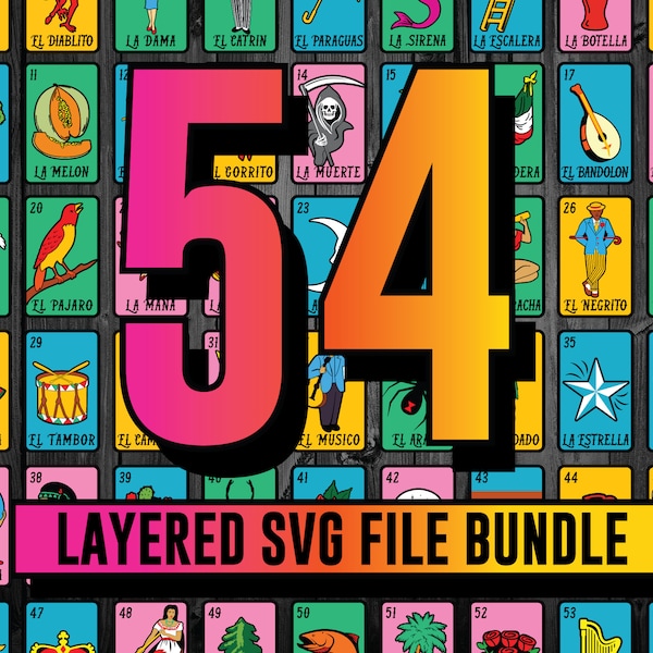 Le bundle ultime Loteria SVG - 54 cartes Loteria SVG EN COUCHES