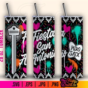 Fiesta San Antonio Tumbler Wrap: 20oz Sublimation Design (PNG/JPG)