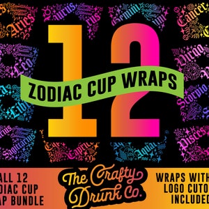 Sternzeichen Cold Cup Wrap BUNDLE - 12 Zodiac Cup Wraps, Sternzeichen svg - Starbucks Cold Cup Wrap