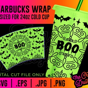 Midnight Boo Halloween Starbucks Cup Wrap SVG (Digital Download)