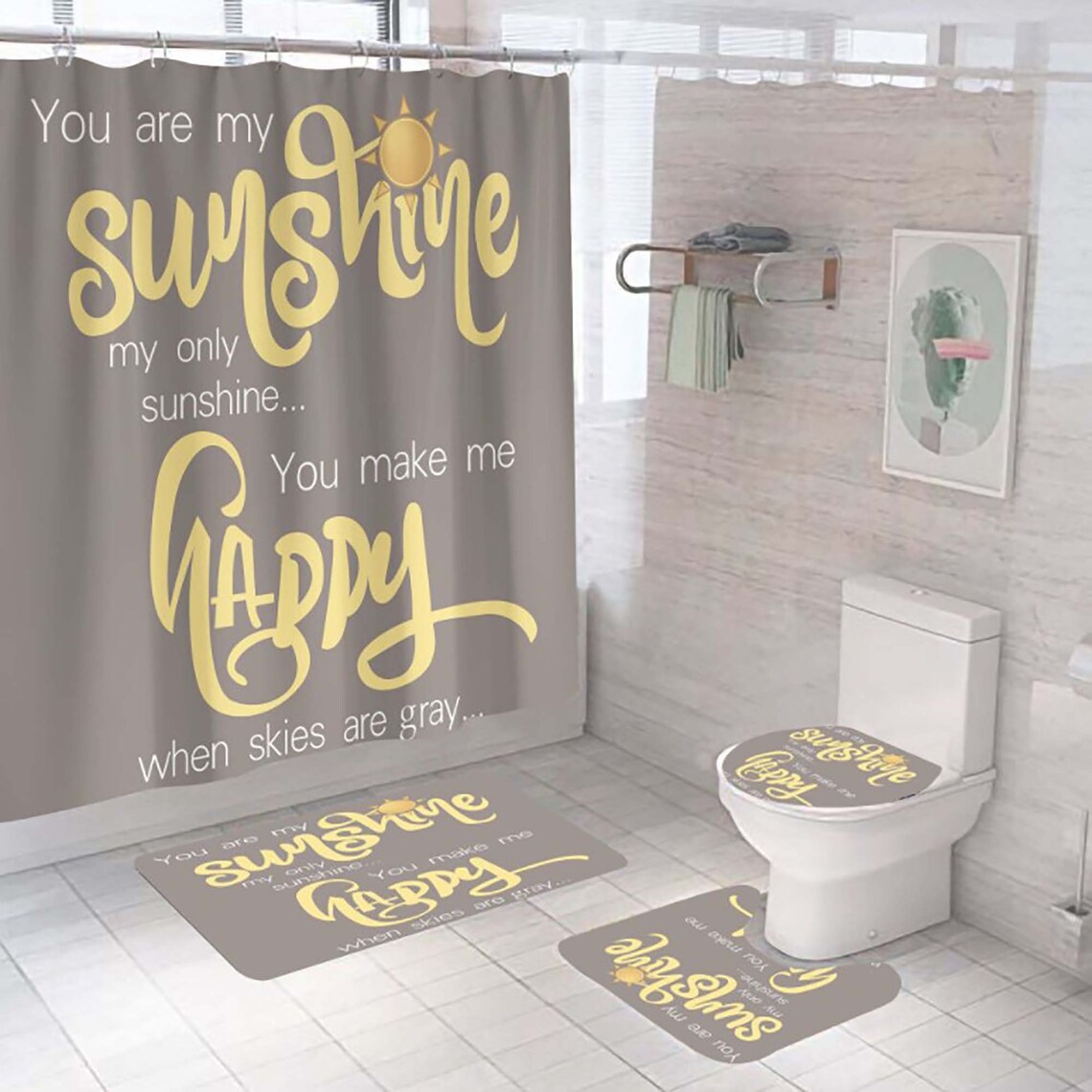 4 Piece You are My Sunshine Shower Curtain SetsBathroom Etsy