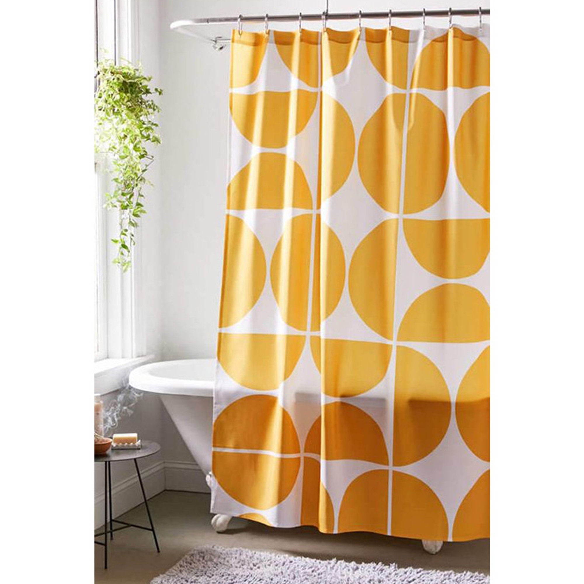 Geometric Shower Curtain Yellow Shower Curtain Abstract Etsy