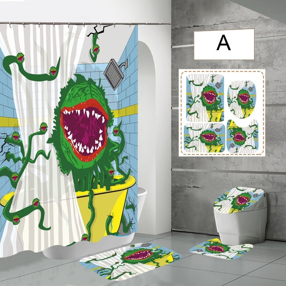 Cartoon Shower Curtain Set Shower Curtain 4 Pcs Set Etsy